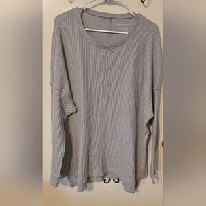 American Eagle Outfitters Gray 3/4 Sleeve Ribbed Hoodie
